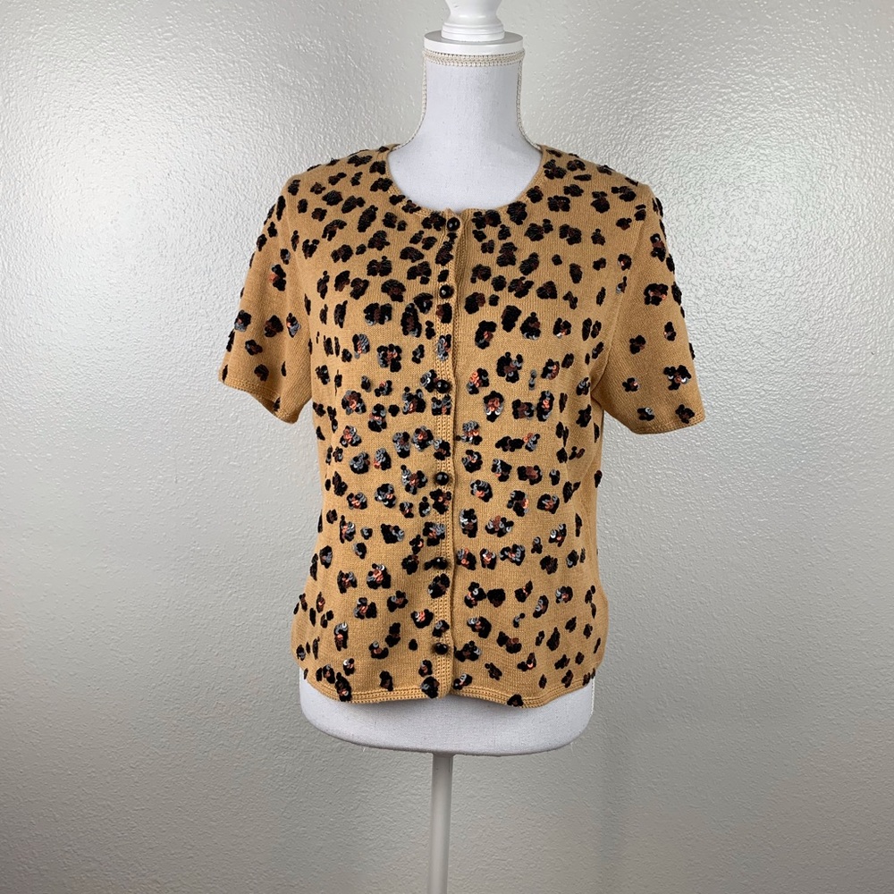 Michael Simon Sequin Leopard Print Cardigan - LAST CHANCE!